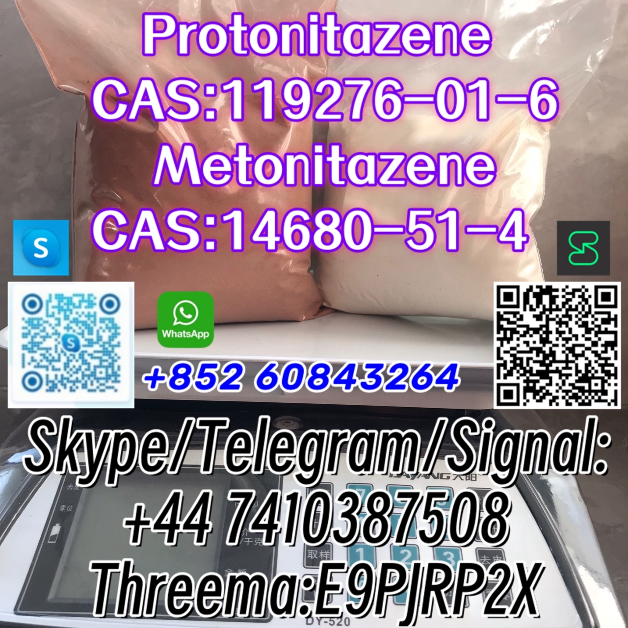Protonitazene CAS:119276-01-6 Metonitazene CAS:14680-51-4 Skype/Telegram/Signal: +44 7410387508 Threema:E9PJRP2X-1 24.04.2024 - Protonitazene CAS:119276-01-6
Metonitazene CAS:14680-51-4    Skype/Telegram/Signal:
+44 7410387508
Threema:E9PJRP2X