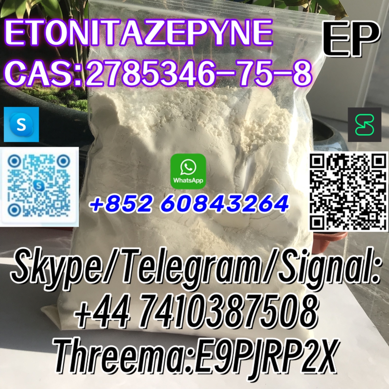 ETONITAZEPYNE CAS:2785346-75-8 Skype/Telegram/Signal: +44 7410387508 Threema:E9PJRP2X-1 24.04.2024 - ETONITAZEPYNE  CAS:2785346-75-8  Skype/Telegram/Signal:
+44 7410387508
Threema:E9PJRP2X