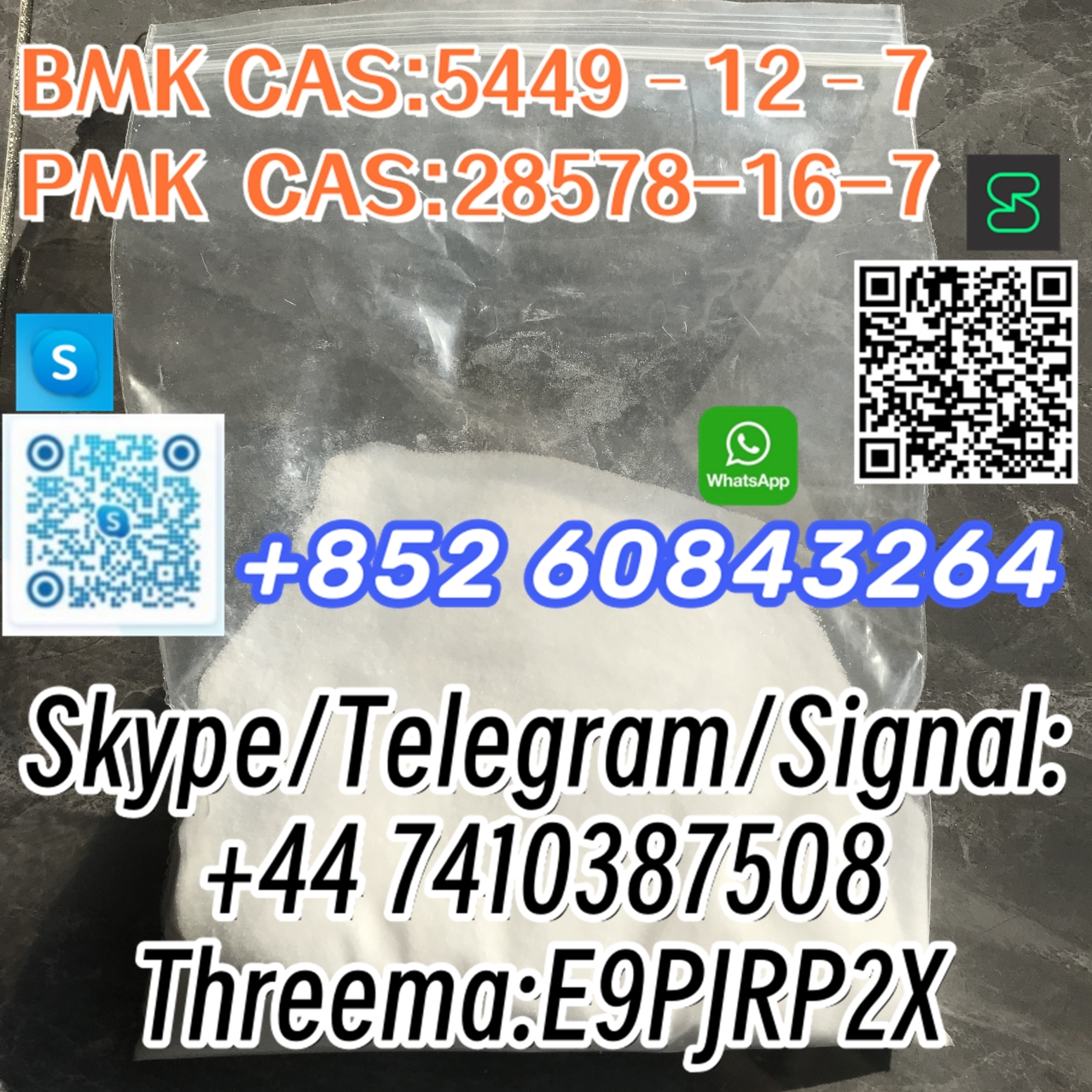 BMK CAS:5449–12–7 PMK CAS:28578-16-7 Skype/Telegram/Signal: +44 7410387508 Threema:E9PJRP2X-1 24.04.2024 - BMK CAS:5449–12–7 PMK  CAS:28578-16-7  Skype/Telegram/Signal:
+44 7410387508
Threema:E9PJRP2X